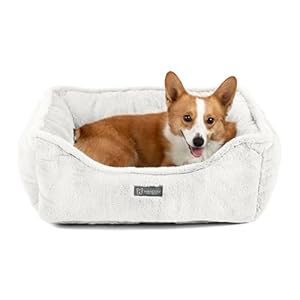 NANDOG Cloud Prive Collection Washable Cat and Dog Bed for Small to Medium Breeds – Made of Ultra Soft Micro Plush Fabric – Reversible Design with Double-Stitched Seams (Ivory/Off White, Prive 25”)