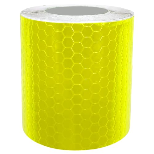 Cinta reflectante adhesiva de alta Intensidad PVC 3 metros largo x 5 cm ancho, Banda adhesiva de fibra reflectante, adhesivo protección reflectante, banda reflectaria, Amarillo