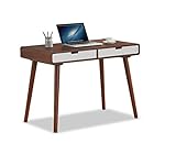BAXTON STUDIO Casarano Two-Tone Finish 2 Drawer Wood Home Office Writing Desk, Dark Walnut/White
