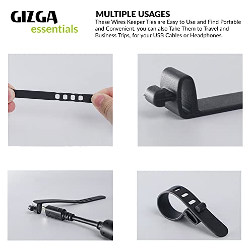 Image of Gizga Essentials Cable Organiser, Cord Management System for PC, TV, Home Theater, Speaker & Cables, Reusable Cable Organizer for Desk, WFH Accessories, Double Sided Hook & Loop Wire Organizer, 10