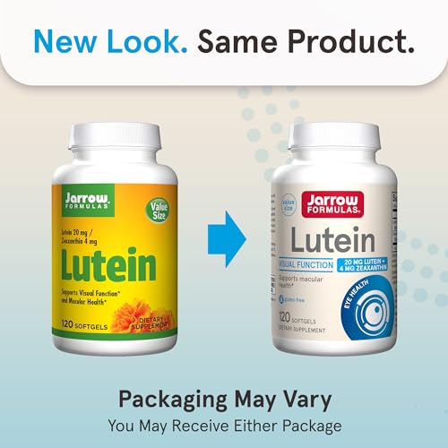 Jarrow Formulas Lutein 20 mg with Zeaxanthin, Dietary Supplement for Visual Function and Macular Health Support, 120 Softgels, 120 Day Supply