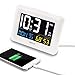 [Upgrade Version] ZHPUAT Digital Alarm Clock Auto Brightness, Both USB Battery Operated, 6 Grades Adjustable Light, 4 Time Zones Auto DST Bedrooms, White