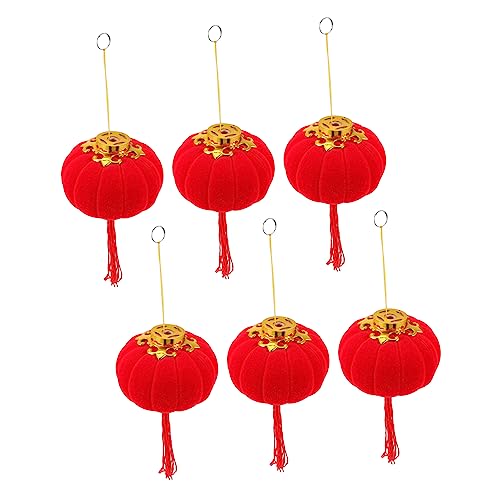 Uonlytech 6 Piezas Adornos De Linterna De Año Nuevo Luces De Jardín Solares Accesorio Bombillas Linternas Luces Solares Temporizadores Afuera Bombilla De Fiesta Colgante Rojo Paño De Flocado