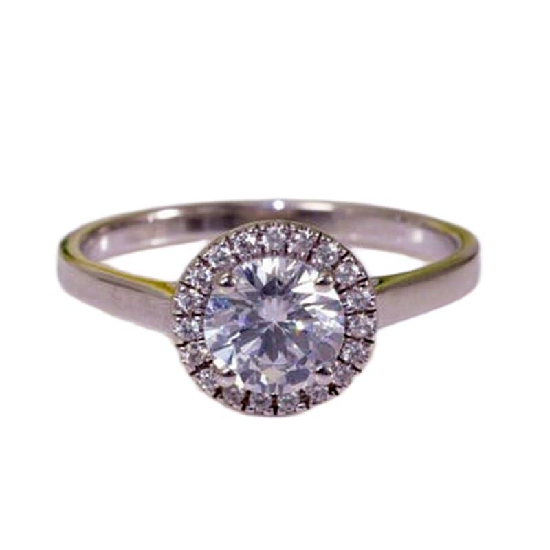 Bague solitaire en argent 925 et zircone LK_DHR_0774 avec halo éclatant