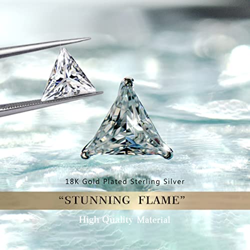 "Stunning Flame"18K White Gold Plated 925 Sterling Silver Cubic Zirconia Trillion Cut Stud Earrings | Triangle Cz Studs For Women, Men And Girls（Trillion，6） #TOP1