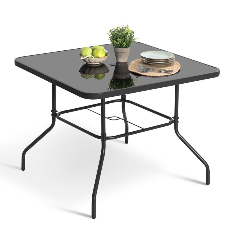 Avestar 80 cm Square Outdoor Dining Table, Black