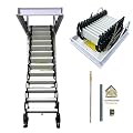 TECHTONGDA Attic Ladder 13 Steps Attic Stairs Pull Down Attic Loft Stair Telescoping Attic Access Ladder Ceiling Mounted Folding Ladder Attic Steps, 27.5 x 35.4 Inch, 10.5 ft Height, 660lb Capacity