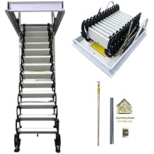 TECHTONGDA Attic Ladder 13 Steps Pull Down Attic Ceiling Ladder Loft Stairs Folding Loft Stair Extension Pulldown Steps 27.5 x 35.4 Inch Opening Size 10.5 ft Height 660lb Capacity Al-Mg Alloy