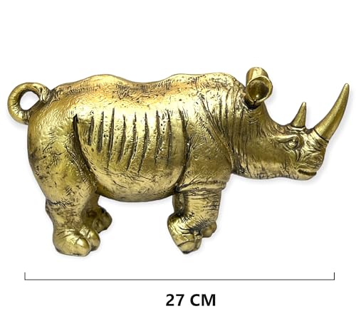 Image of AUGEN Polyresin Rhinoceros Statue Showpiece for Home Decor Decoration and Gifting (7276E12, 27cm)