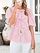 PRETTYGARDEN Women's Tie Front Striped Shirt 2026 Summer Trendy Fashion Cute Babydoll Tops Peplum Puffy Sleeve Blouse (Pink,Medium)