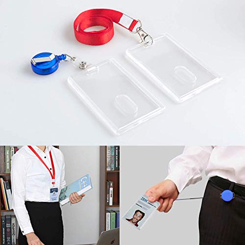 Clear Heavy Duty Id Badge Holders- 3 Pack With Retractable Badge Reel,Vertical #TOP5