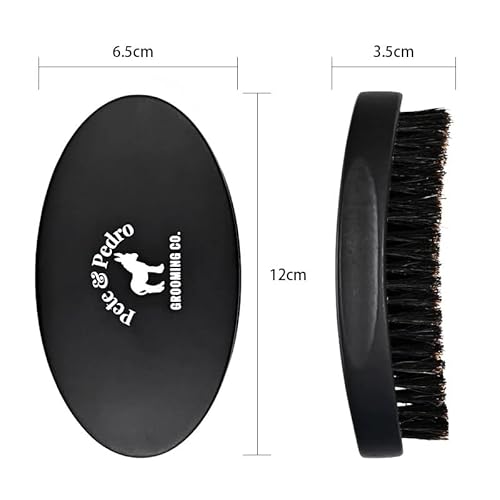 Pete & Pedro Oval Military Men's Hair & Beard Brush | 100% Natural Boar Bristles, High-Gloss Black Wood, Anti-Static | Great For Facial Hair, Scalp, Mustache & Beard Care | As Seen On Shark Tank #TOP4