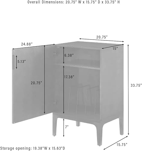 Miniatura 3 de Crosley Furniture Asher - Soporte para tocadiscos con almacenamiento para discos de vinilo, color marrón oscuro