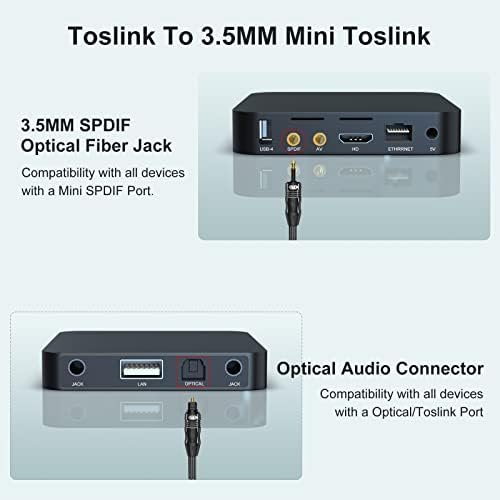 EMK Digital Sound Toslink to Mini Toslink Cable 3.5 SPDIF Optical Cable [Not a 3.5mm Aux] Optical Audio Cable (Straight Black, 0.5M)