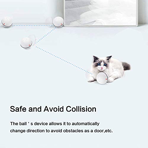 Interactive Cat Toys Ball Best Smart Cat Interactive Toys Automatic Self-Rotating and USB Rechargeable Cat Electronic Toy Ball for Indoor Cats Kitten Exercise Toys - Thumbnail 4