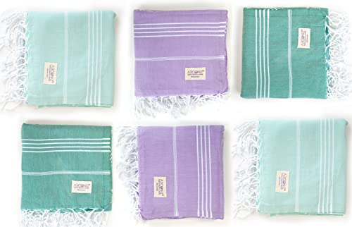 Turkish Beach Towel, Lush Cotton Quick Dry Towel, Soft, Absorbent Sand Free Beach Towels For Adults Use For Pool, Bath, Travel, Extra Large Beach Towel Set Of 6, 38X71 (Purple & Teal & Aqua, 6) #TOP2