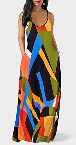 Women's Maxi Dresses Summer Colorful Casual Floral Sleeveless Plus Size Long Sundresses 2023 #TOP1