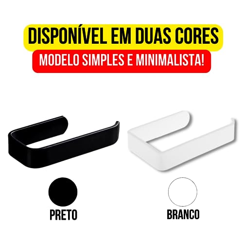 Suporte Porta Papel Higiênico Parede Adesivo 3m Elegante (Preto)