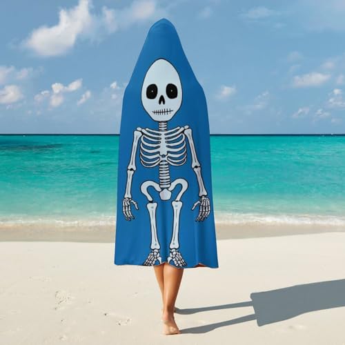 Couverture à capuche bleue originale avec squelette imprimé à offrir