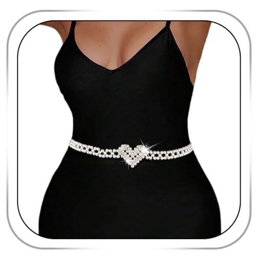 CanB Women Pearl Waist Belt Love Bead Wedding Belt Bridal Crystal Belts for Dress