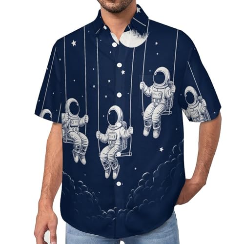 Chemise hawaïenne homme astronaute espace à manches courtes vêtement été imprimé original