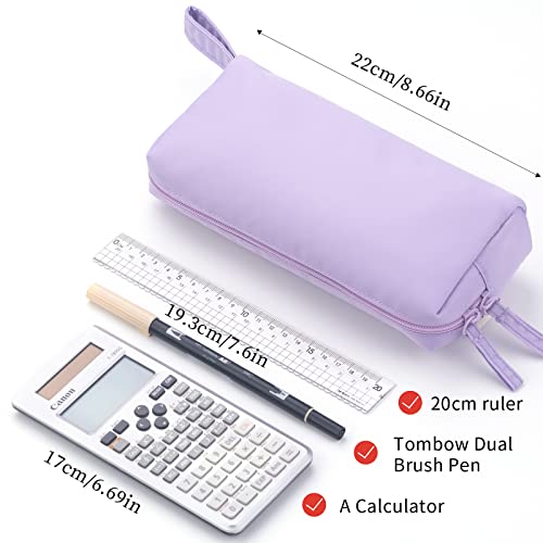 Hvomo Pencil Case, Soft Pencil Pouch,Durable Pencil Bag,Simple Stationery Bag,School Office Aesthetic School Organizer For Teen Girls Adults(Purple) #TOP1