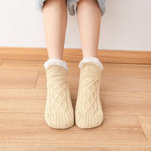 Image of Fluffy Fuzzy Warm Slipper Socks for Women Men Thick Fleece Lined Non-Slip Socks Indoor Floor ChristmasGiftsfor women Winter super Soft Warm Cozy Grip Socks