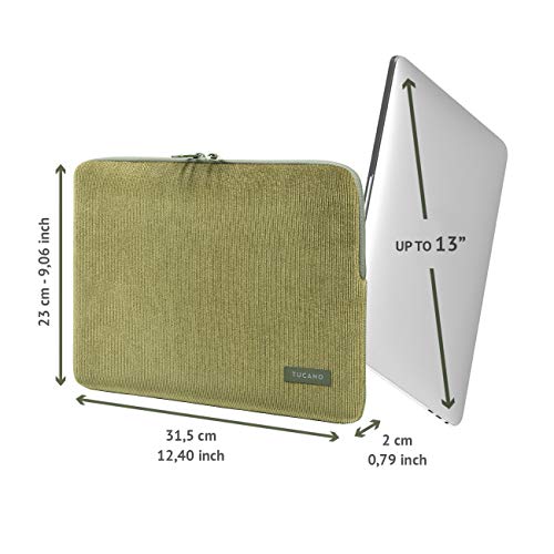 Housse Tucano 12-13" pour MacBook Pro et Air en corduroy vert olive - 6