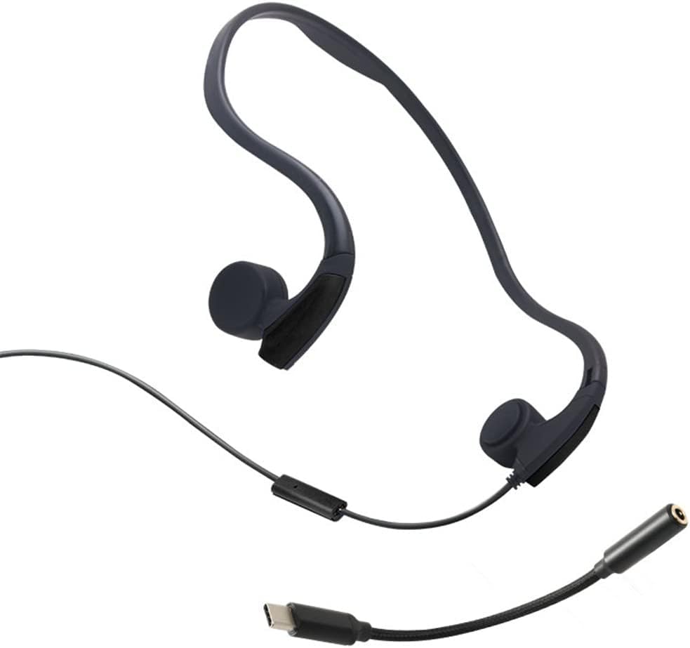 Likty Bone Conduction Headphones, Open-Ear Wired Sports Bone Conduction Headphones, 3.5mm Jack,with Type C Adapter Cable, for Sports Running Driving