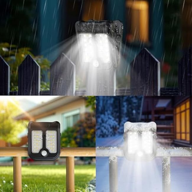 Tryme Small Solar Lights for Chain Link Fence Outdoor Motion Sensor Clip on Solar Lights for Garden Gate Deck Step Patio Camping 4 Pack