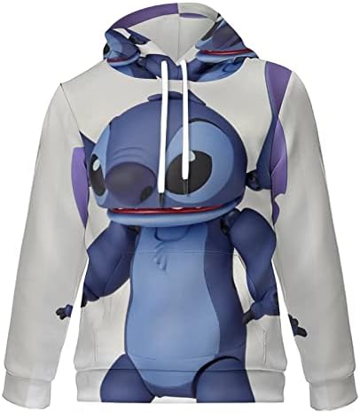 Lahodnamw Stitch Hoodie Women Men Cartoon Jumpers,Adult Christmas Sweatshirt Hooded 3D Pullover Comfy Warm Wearable Sweatshirt Blanket with Kangaroo Pocket
