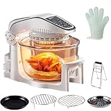 10L Large Halogen Air Fryer with Removable Glass Bowl, Halogen Ovens with 10 Smart Presets, Air Fryer Cristal, Temperature 50-250°C Controls, for Oil-free Fast Frying