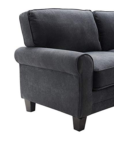 Serta Copenhagen 73" Sofa - Pillowed Back Cushions And Rounded Arms, Durable Modern Upholstered Fabric - Charcoal #TOP4