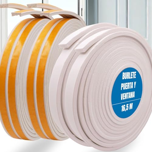 33M Burlete Ventana y Burlete Puertas Blanco - Aislante Termico para Ventanas Adhesivo Goma Ventana Corredera Aluminio, Madera y PVC - Burlete Puerta Exterior para Aislar Frio e Insonorizar Viento