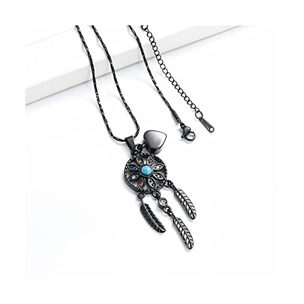 Imrsanl Cremation Jewelry Dream Catcher Urn Necklace for Ashes for Women Men Feather with Flower Keepsake Memory Jewelry Heart Urn Pendant for Human Pet Ashes