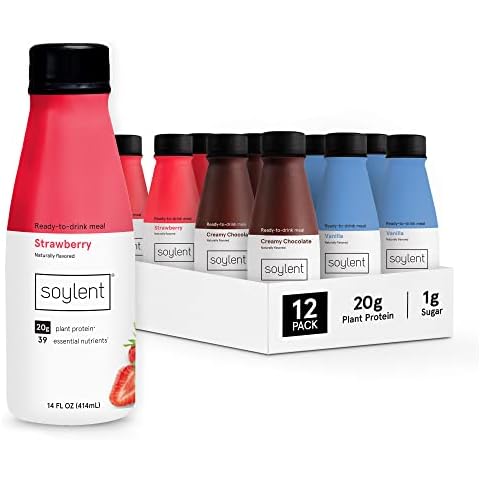 Soylent Complete Nutrition Gluten-Free Vegan Protein Meal Replacement Shake Neapolitan Variety Pack, 14 Oz, 12 Pack Cover