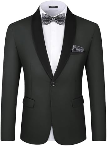 MAGE MALE Mens Tuxedo Jacket Slim Fit One Button Solid Blazer Jacket for Dinner,Prom,Party