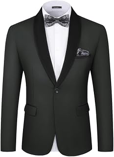 Men's Tuxedo Jacket Slim Fit One Button Solid Blazer Jacket for Dinner,Prom,Party
