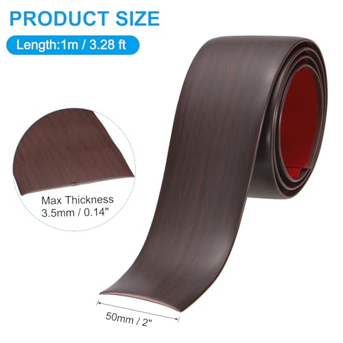 PATIKIL 50mmx1m Übergangsprofil Selbstklebend Fußbodenleisten, Rot Eiche Holzmaserung Weichsockelleiste Selbstklebend Übergangsleiste Böden, Kantenschutz Abdeckleisten für Fußböden Laminat