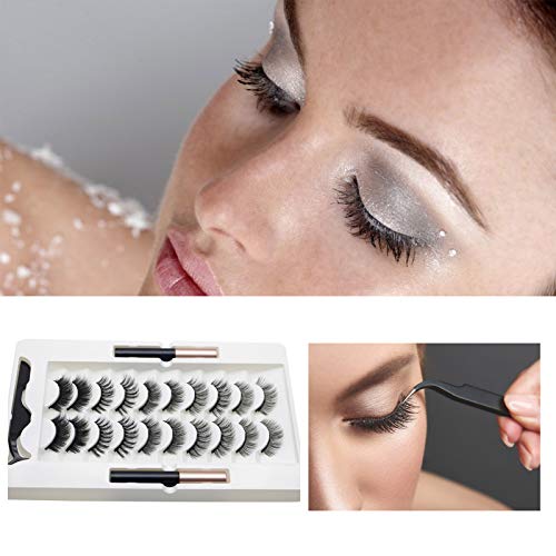 Cílios postiços, Romacci 10 pares de cílios magnéticos + 2 delineadores líquidos à prova d'água + p