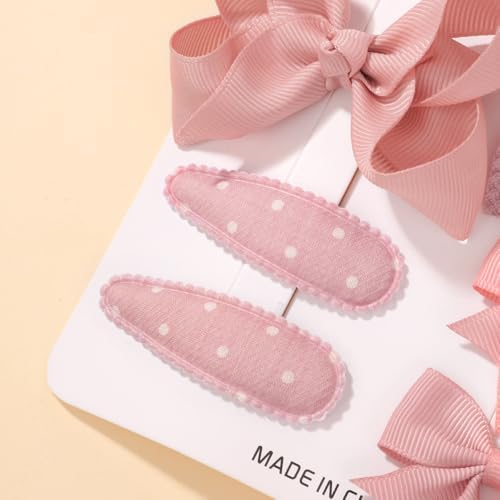 8pcs Pink Baby Girl Hair Bow Clips Set 1.6"-2.8" Toddler Hair Clips Boutique Grosgrain Ribbon Bow Knitted Butterfly Hair Barrettes Accessories for Infant Toddler Kids — view 2