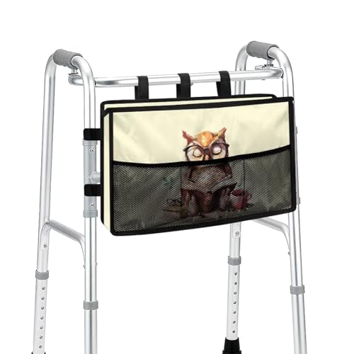 Noprintge Walker Bag Accessories Owl Print Wheelchair Basket Pouch Seniors Attachment for Folding Rolling Walkers Carry Storage Carrier Tote Lightweight Universal Size