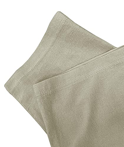 Somthron Men's Loose Plus Cotton Linen Summer Breathable Casual Cropped Pants Solid Drawstring Sweatpants Joggers(Kh-3Xl) A-Khaki #TOP4