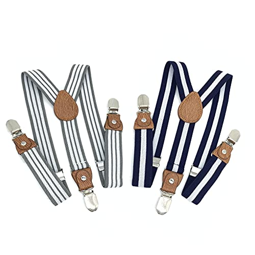 Anshili 2 stück Kinder Hosenträger mit 3 Clips Y-Form - 2.5 cm Breit (Type B)