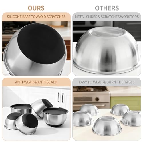 image for Deedro Premium Mixing Bowls with Airtight Lids Set, 22Pcs Thicker Stai
