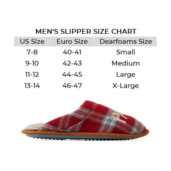 Dearfoams Men's Papa Bear Slipper, Red/Blue Plaid, Large - Image 7