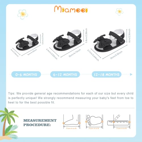 Image of Miamooi Infant Baby Girls Boys Sandals Summer Bowknot Crib Shoes Toddler Pu Leather Flower Soft Rubber Sole Dress Flats First Walker Shoes