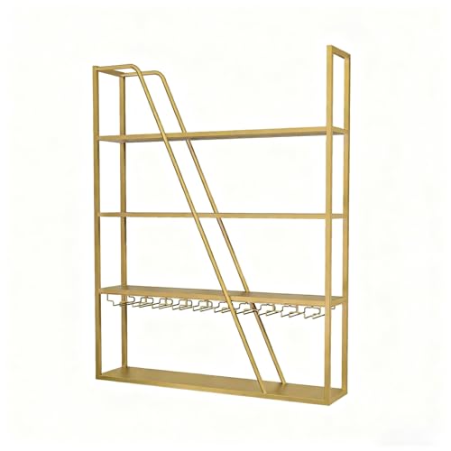 Casier à vin mural LED doré 80cm avec support de verres suspendus