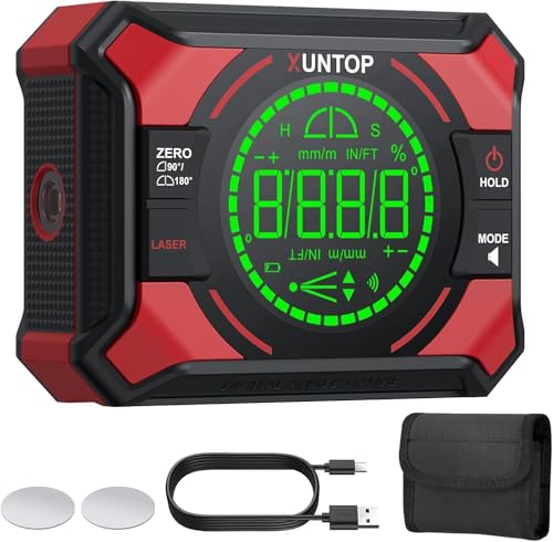 XUNTOP 4x90/2x180°(0.01°) Digital Angle Finder with Dual Laser Digital Angle