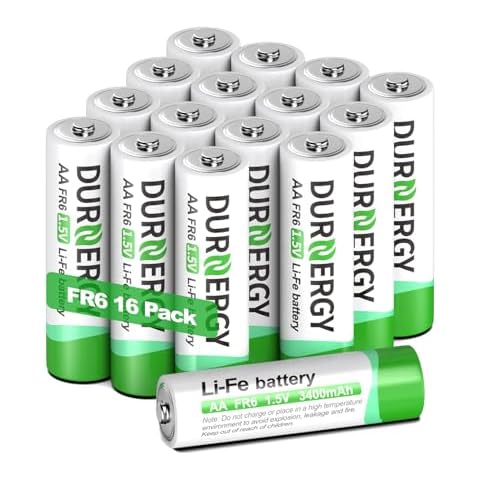 DURNERGY AA Lithium Battery, 16 Pack 3400mAh, Lithium Batteries AA Compatible with Blink Cameras, High-Drain Devices, and Outdoor Equipment Cover
